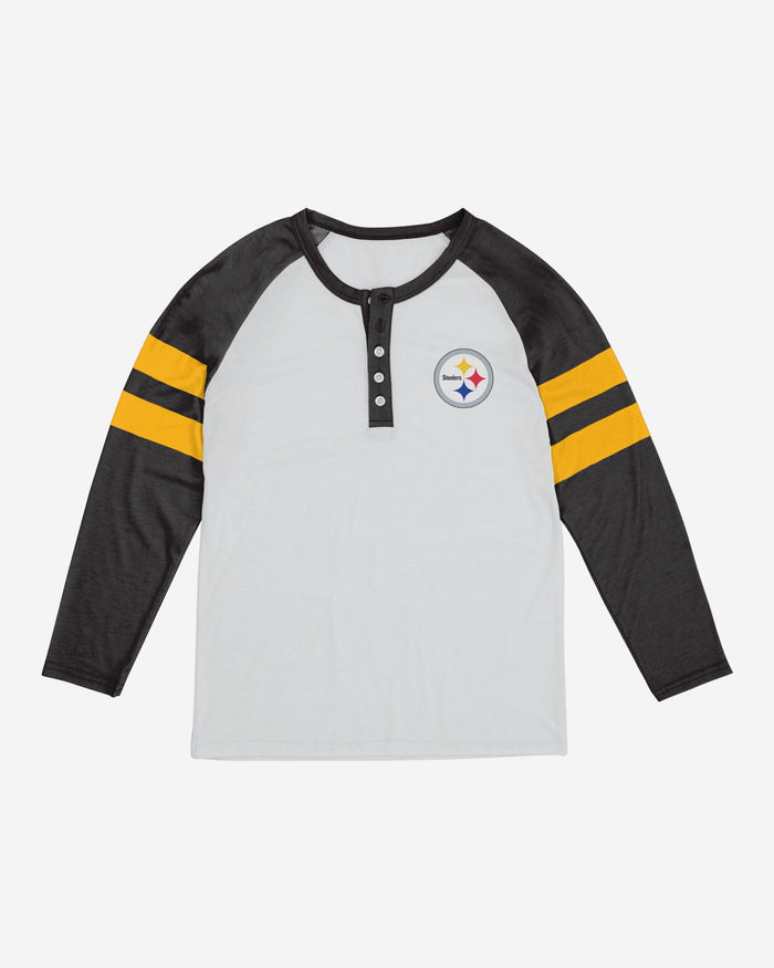 Pittsburgh Steelers Womens Big Logo Long Sleeve Henley FOCO - FOCO.com