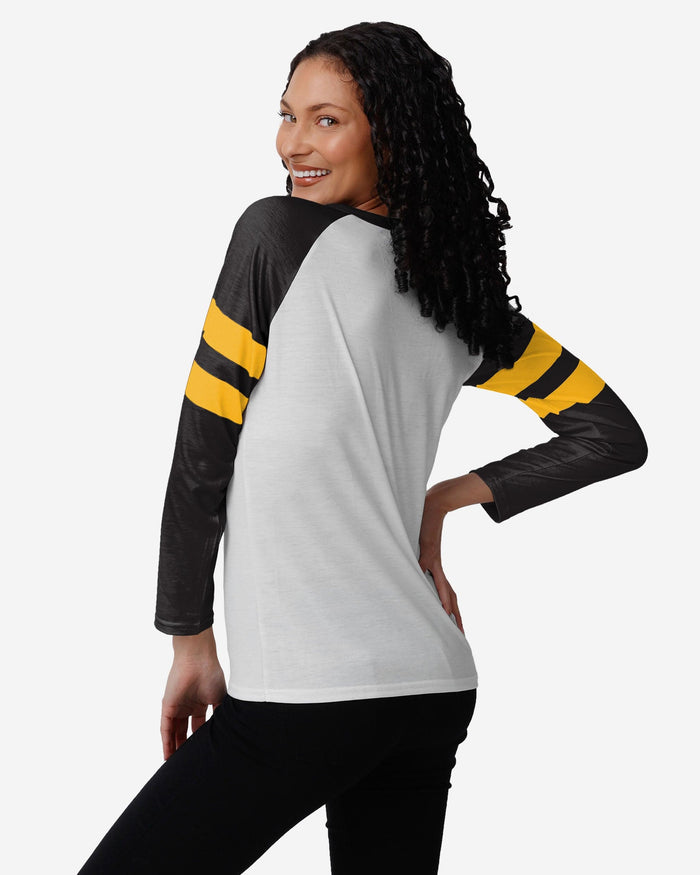 Pittsburgh Steelers Womens Big Logo Long Sleeve Henley FOCO - FOCO.com