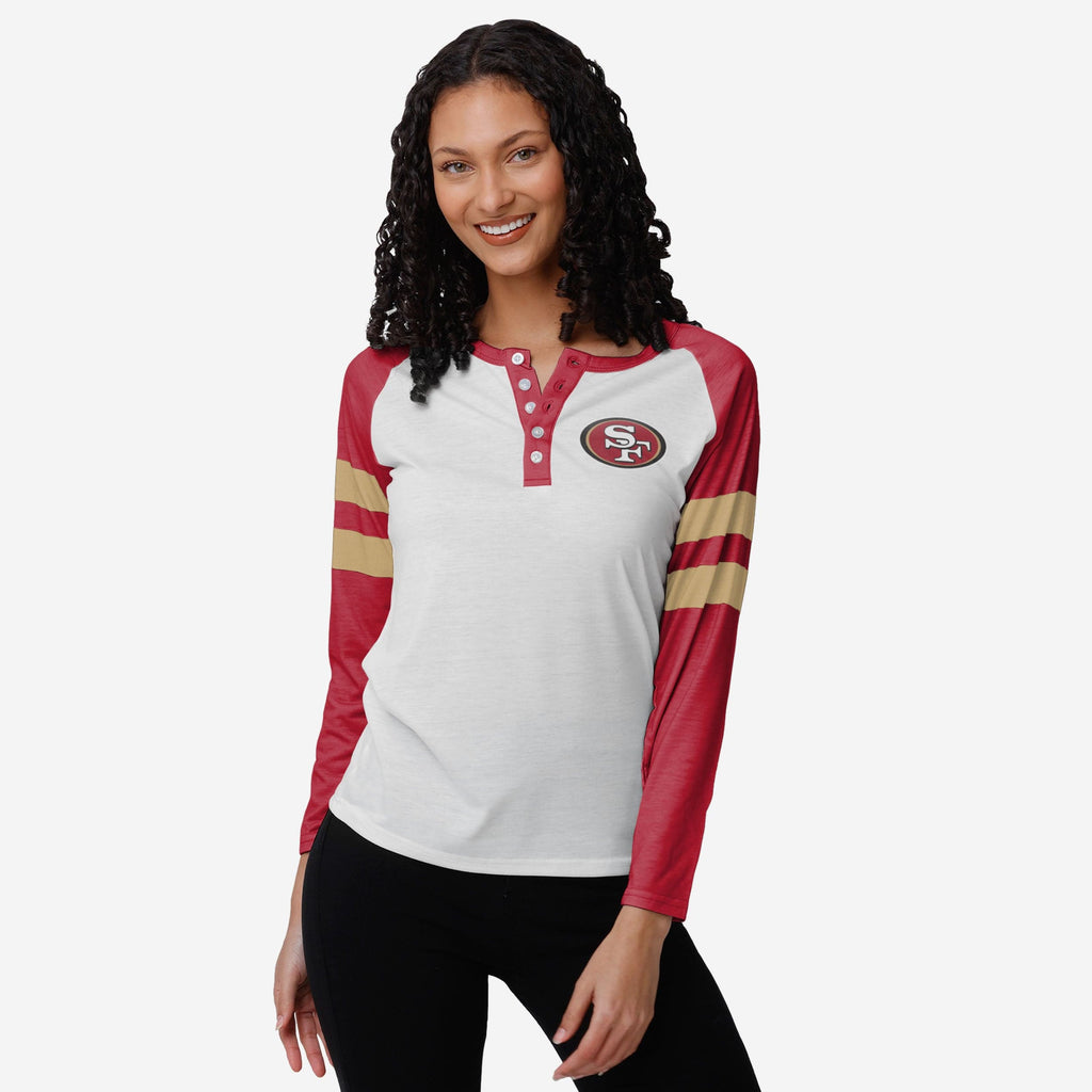 San Francisco 49ers Womens Big Logo Long Sleeve Henley FOCO S - FOCO.com