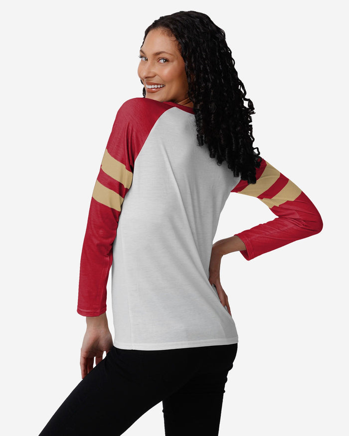 San Francisco 49ers Womens Big Logo Long Sleeve Henley FOCO - FOCO.com