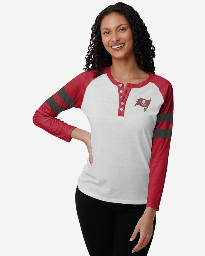 Tampa Bay Buccaneers Womens Big Logo Long Sleeve Henley FOCO S - FOCO.com