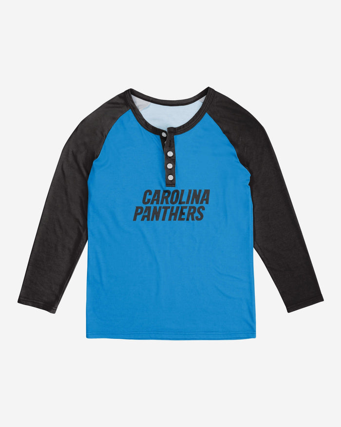 Carolina Panthers Womens Big Wordmark Long Sleeve Henley FOCO - FOCO.com