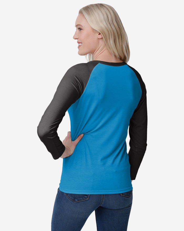 Carolina Panthers Womens Big Wordmark Long Sleeve Henley FOCO - FOCO.com