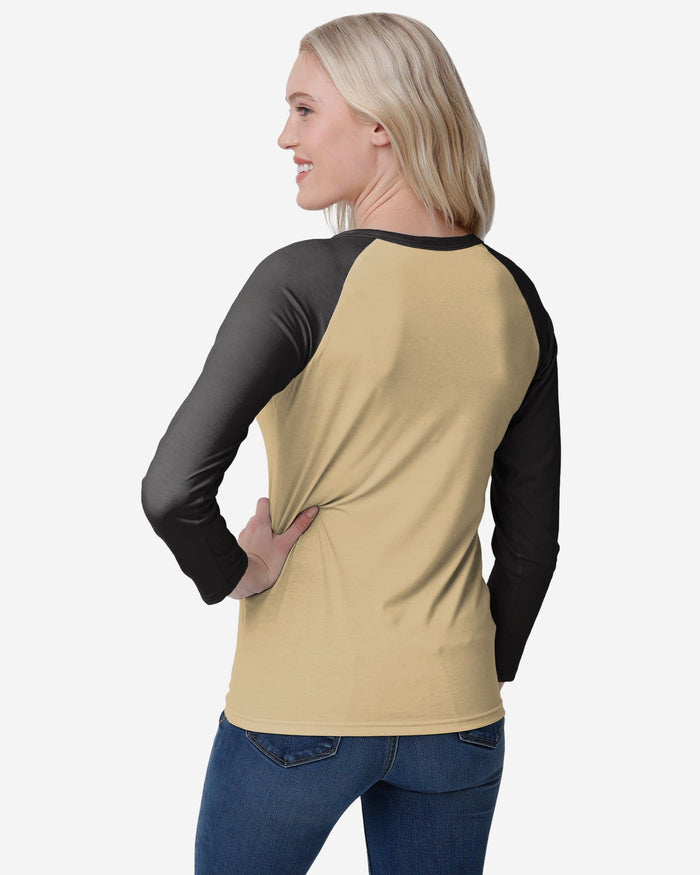 New Orleans Saints Womens Big Wordmark Long Sleeve Henley FOCO - FOCO.com