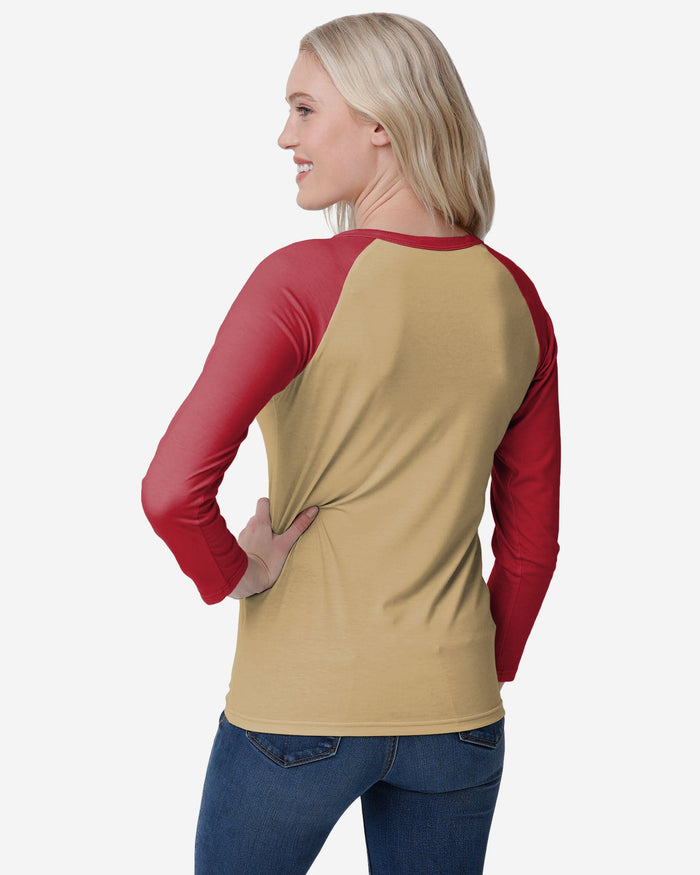 San Francisco 49ers Womens Big Wordmark Long Sleeve Henley FOCO - FOCO.com