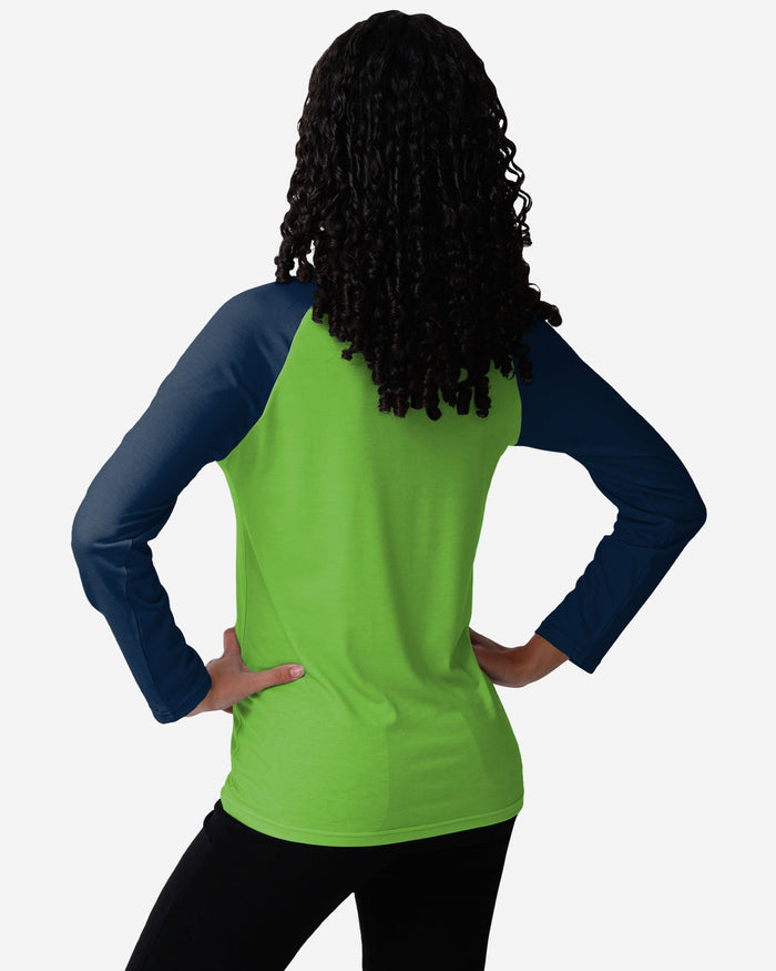 Seattle Seahawks Womens Big Wordmark Long Sleeve Henley FOCO - FOCO.com