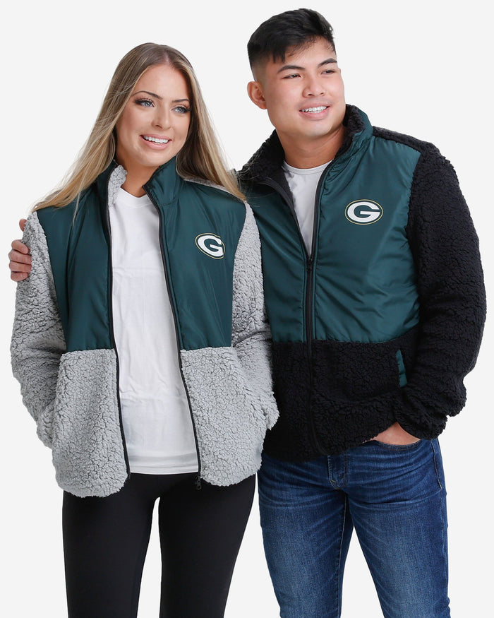 Green Bay Packers Sherpa Soft Zip Up Jacket FOCO - FOCO.com