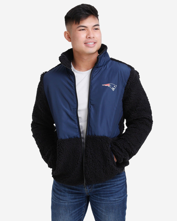 New England Patriots Sherpa Soft Zip Up Jacket FOCO S - FOCO.com