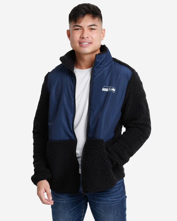 Seattle Seahawks Sherpa Soft Zip Up Jacket FOCO S - FOCO.com