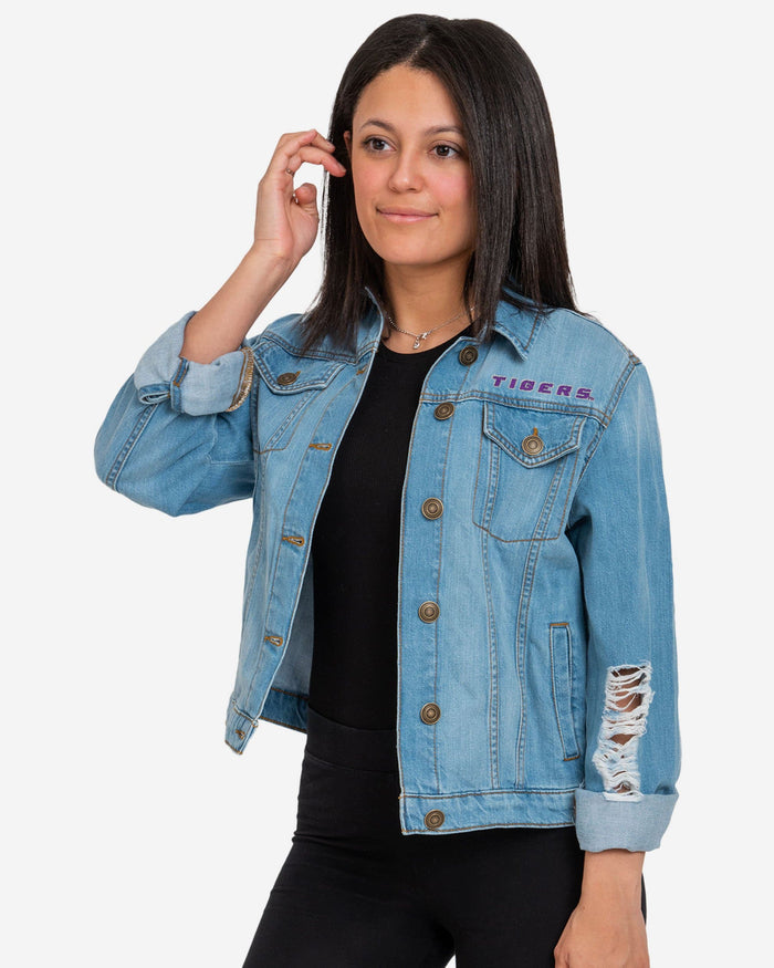 LSU Tigers Womens Denim Days Jacket FOCO S - FOCO.com