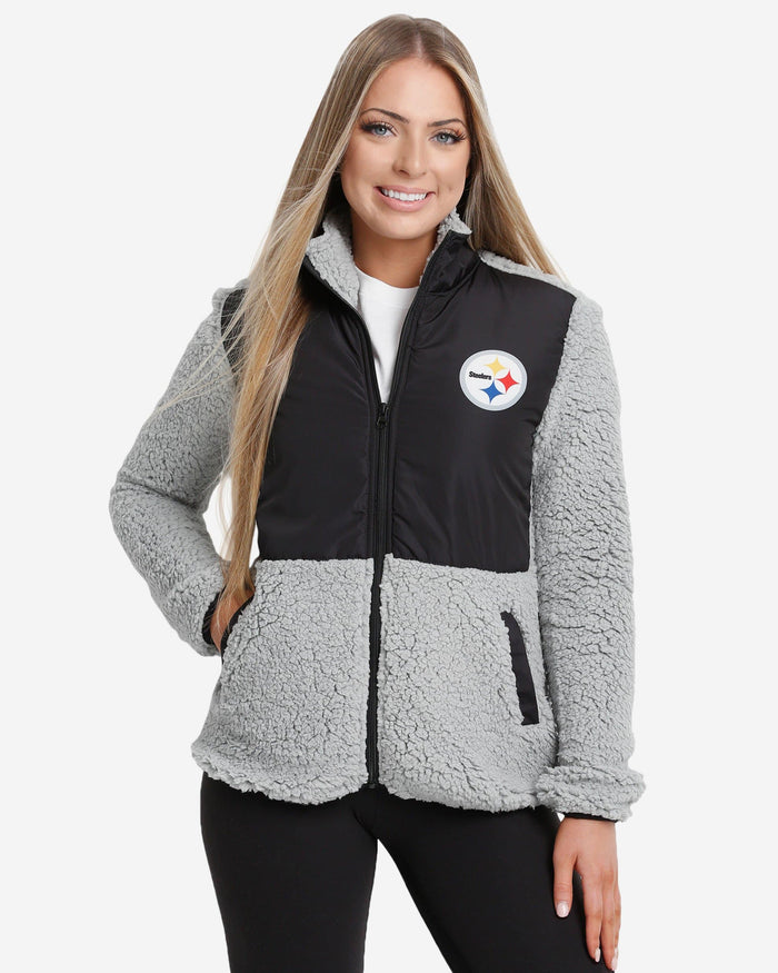 Pittsburgh Steelers Womens Sherpa Soft Zip Up Jacket FOCO S - FOCO.com