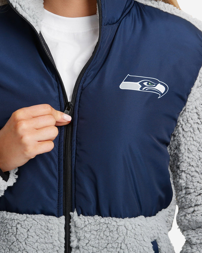 Seattle Seahawks Womens Sherpa Soft Zip Up Jacket FOCO - FOCO.com
