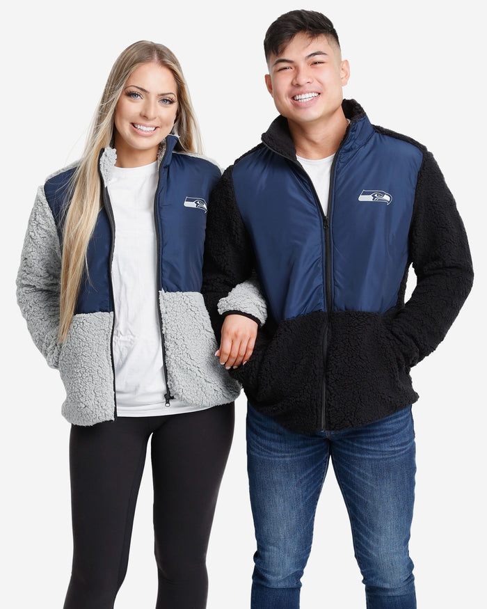 Seattle Seahawks Womens Sherpa Soft Zip Up Jacket FOCO - FOCO.com