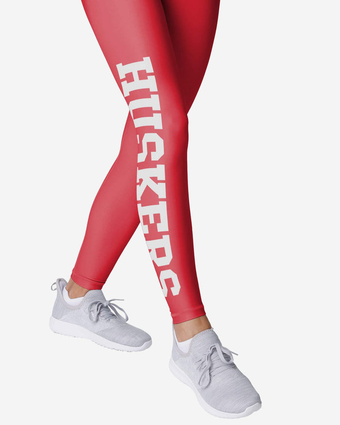 Nebraska Cornhuskers Womens Solid Big Wordmark Legging FOCO - FOCO.com