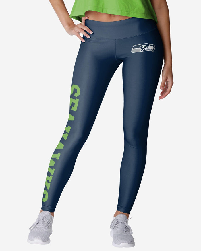 Seattle Seahawks Womens Solid Big Wordmark Legging FOCO S - FOCO.com