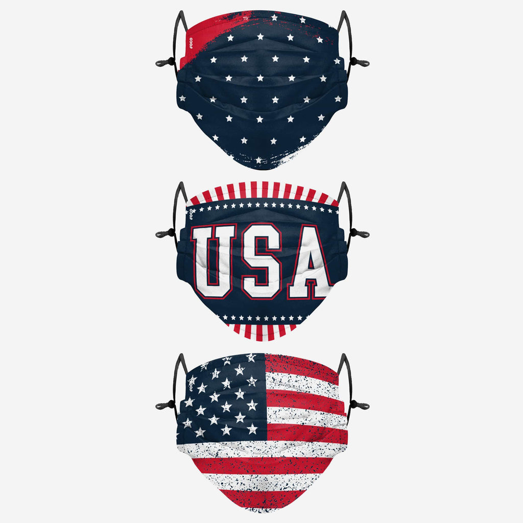 Patriotic Adjustable 3 Pack Face Cover FOCO - FOCO.com