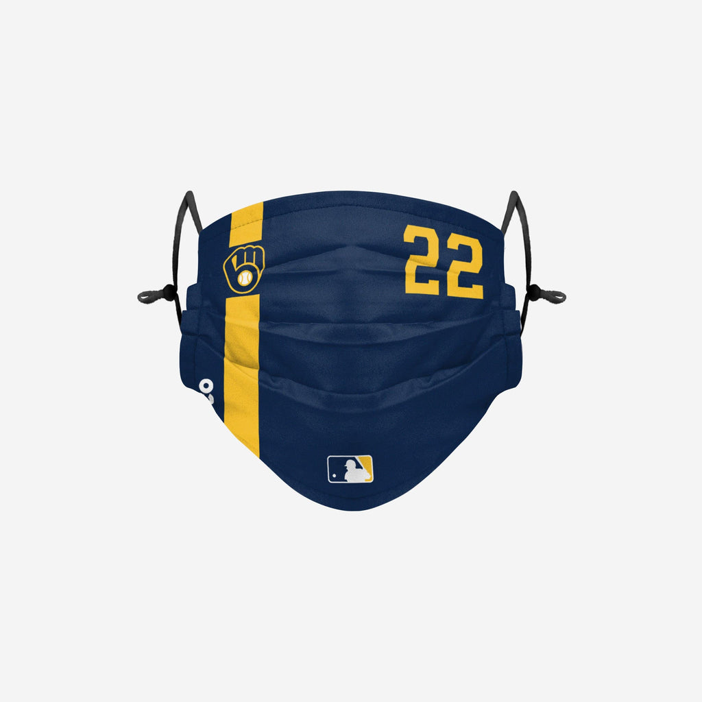 Christian Yelich Milwaukee Brewers On-Field Adjustable Navy Face Cover FOCO - FOCO.com