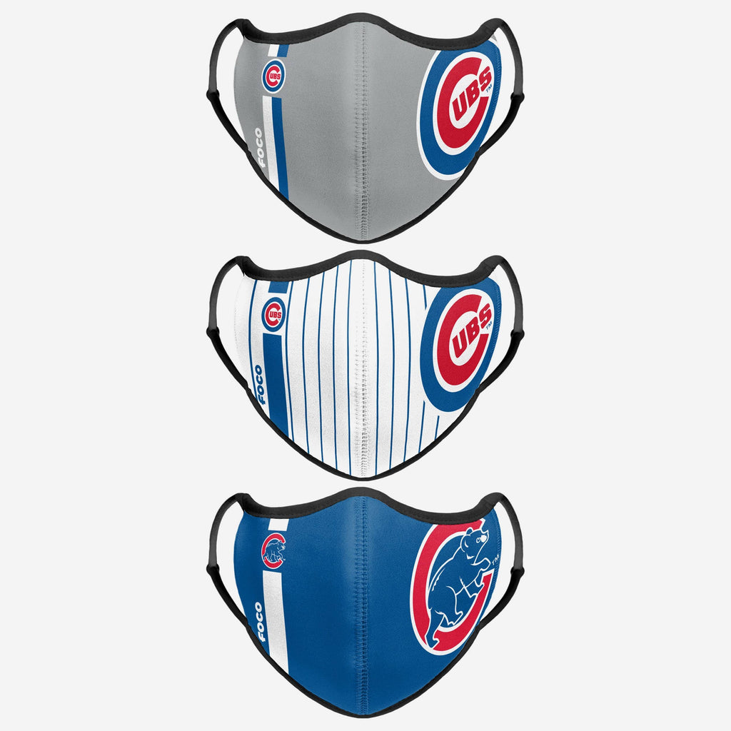 Chicago Cubs Sport 3 Pack Face Cover FOCO - FOCO.com