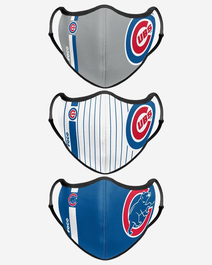 Chicago Cubs Sport 3 Pack Face Cover FOCO - FOCO.com