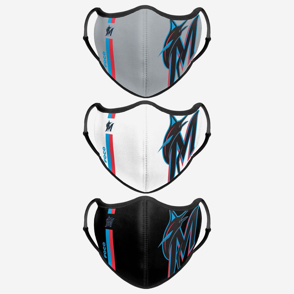 Miami Marlins Sport 3 Pack Face Cover FOCO - FOCO.com