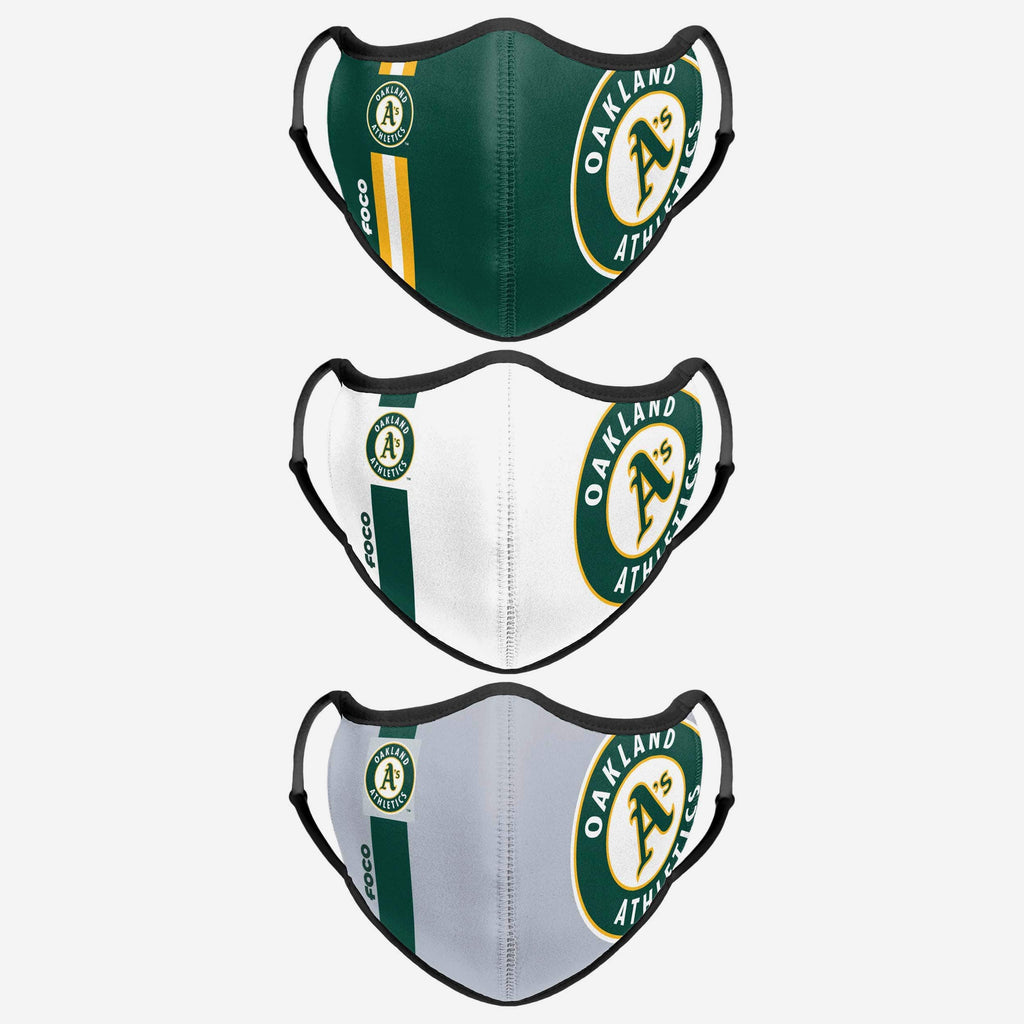 Oakland Athletics Sport 3 Pack Face Cover FOCO - FOCO.com