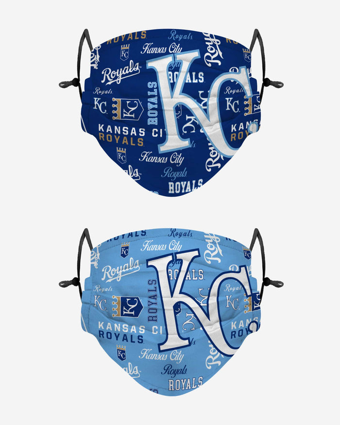 Kansas City Royals Logo Rush Adjustable 2 Pack Face Cover FOCO - FOCO.com