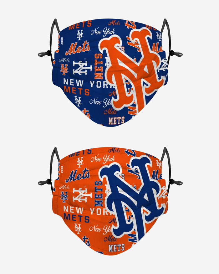 New York Mets Logo Rush Adjustable 2 Pack Face Cover FOCO - FOCO.com