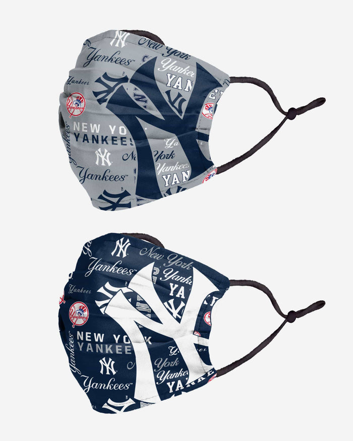 New York Yankees Logo Rush Adjustable 2 Pack Face Cover FOCO - FOCO.com