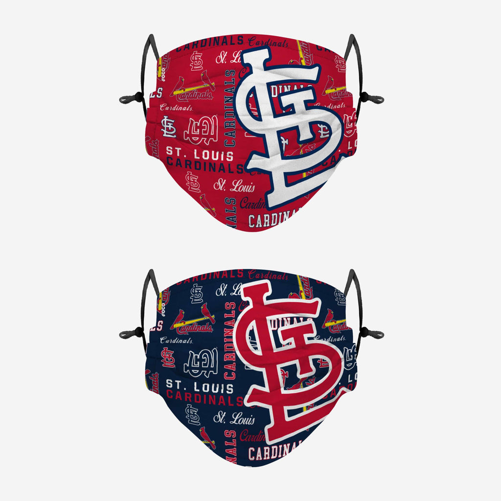 St Louis Cardinals Logo Rush Adjustable 2 Pack Face Cover FOCO - FOCO.com