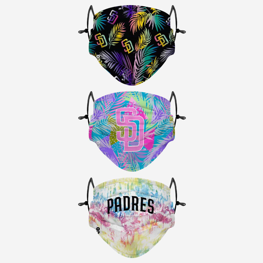 San Diego Padres Neon Floral 3 Pack Face Cover FOCO - FOCO.com