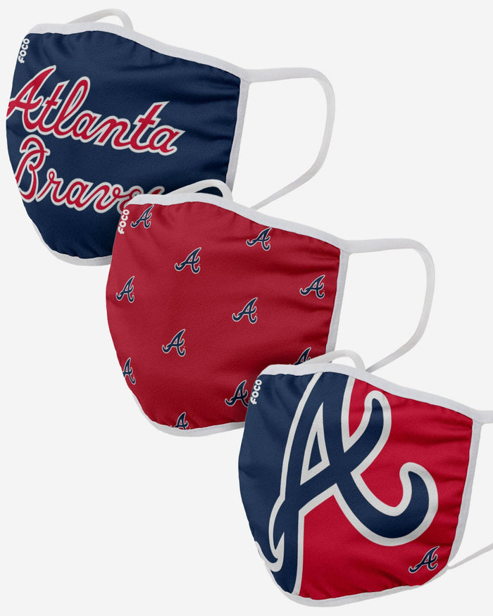 Atlanta Braves 3 Pack Face Cover FOCO Adult - FOCO.com