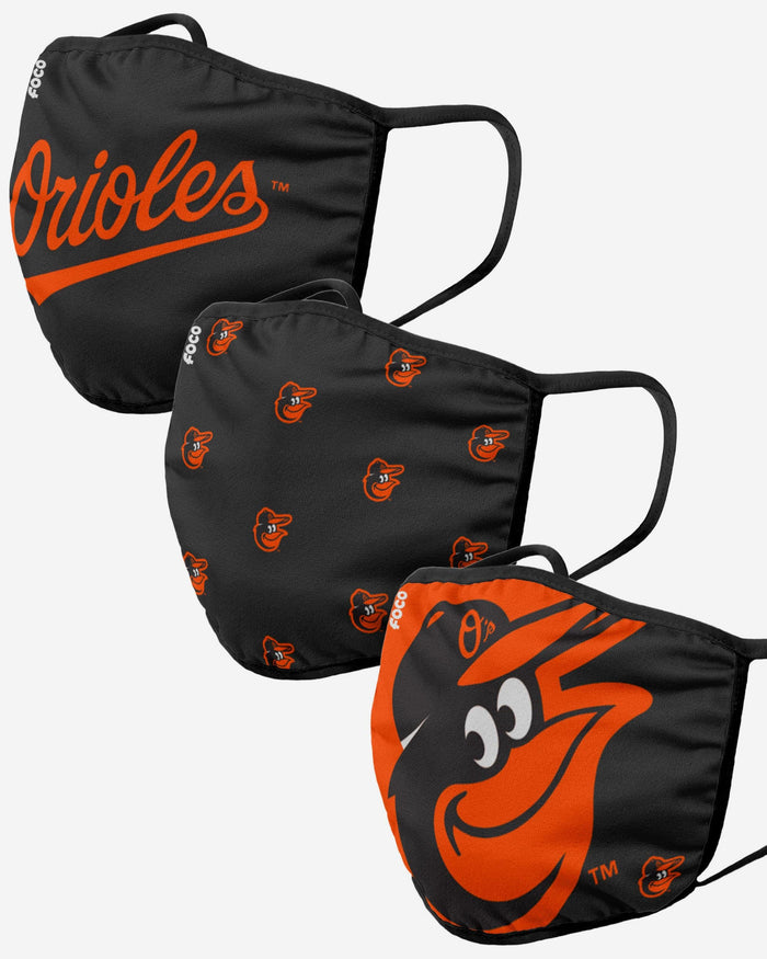 Baltimore Orioles 3 Pack Face Cover FOCO Adult - FOCO.com