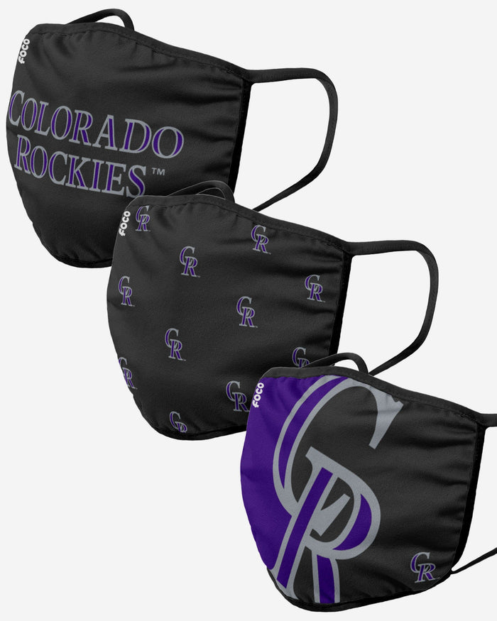 Colorado Rockies 3 Pack Face Cover FOCO Adult - FOCO.com