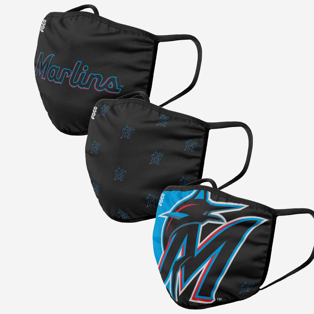 Miami Marlins 3 Pack Face Cover FOCO Adult - FOCO.com