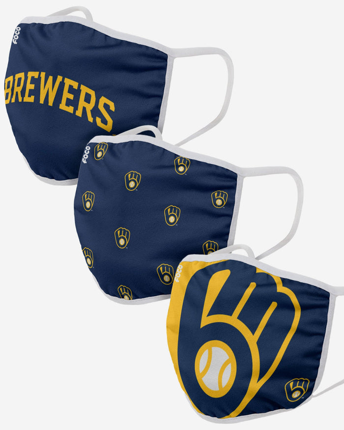 Milwaukee Brewers 3 Pack Face Cover FOCO Adult - FOCO.com