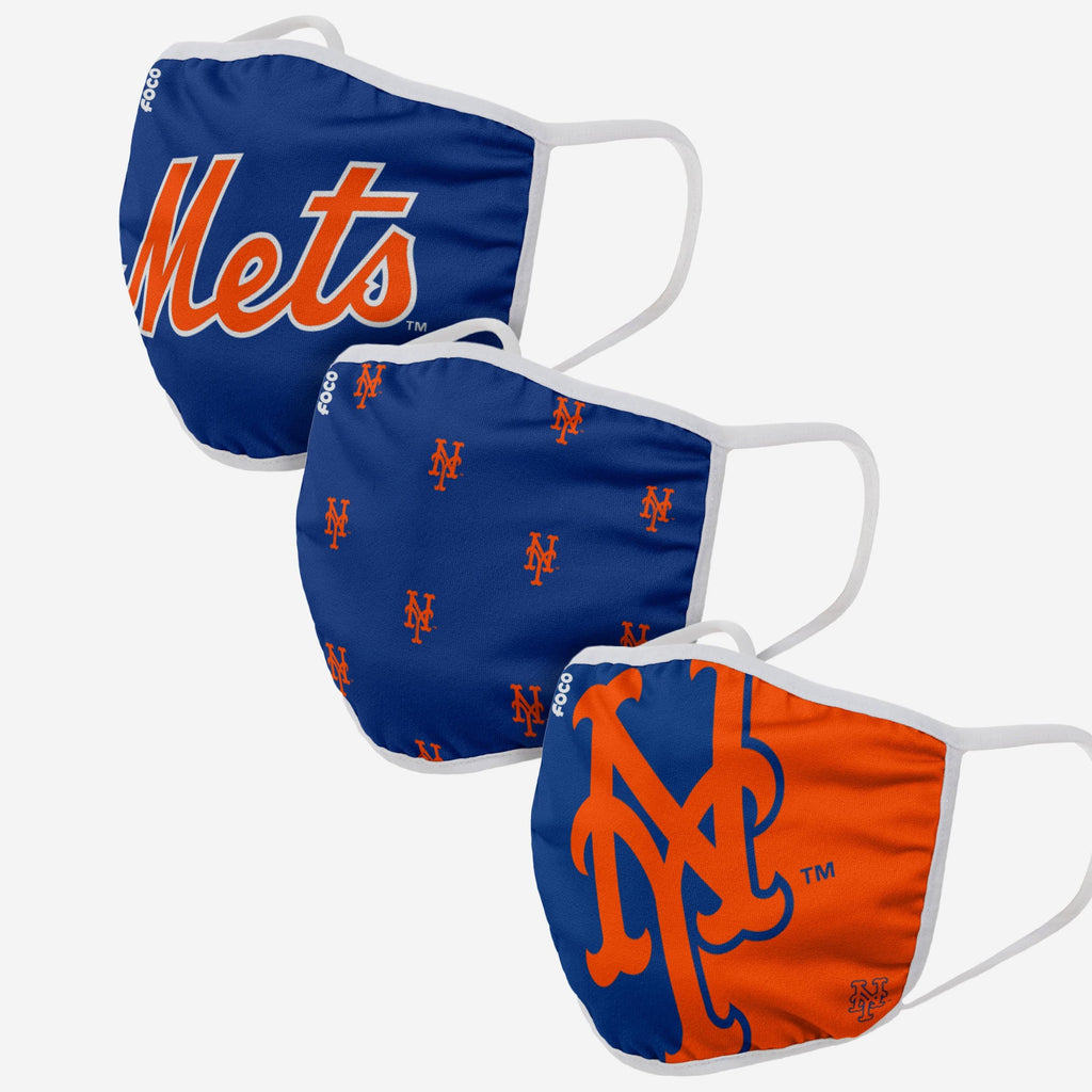 New York Mets 3 Pack Face Cover FOCO Adult - FOCO.com