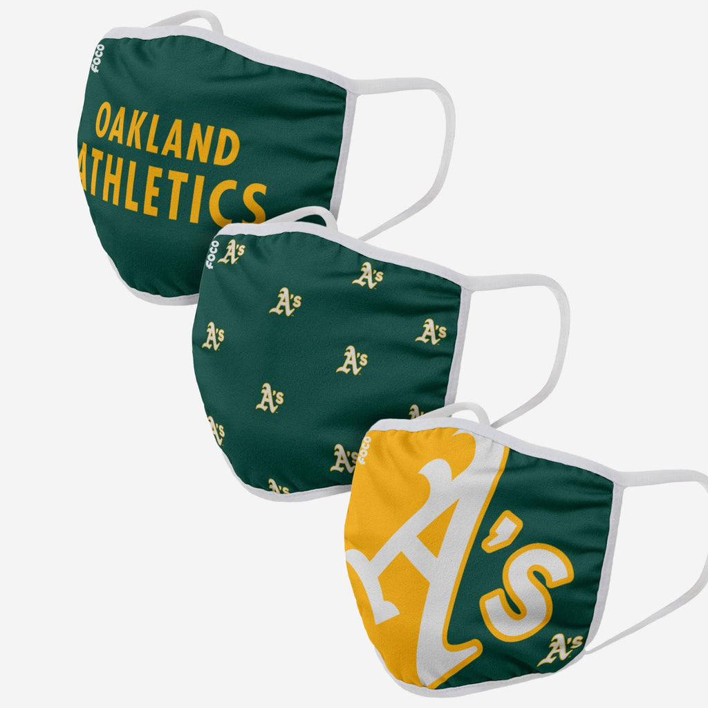 Oakland Athletics 3 Pack Face Cover FOCO Adult - FOCO.com