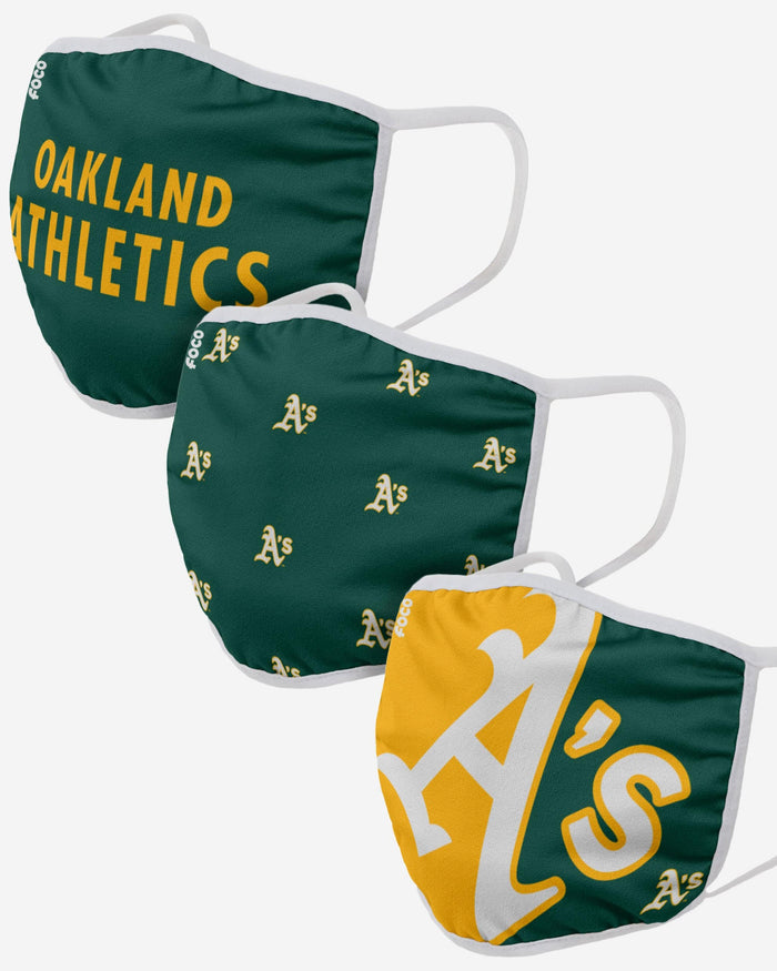 Oakland Athletics 3 Pack Face Cover FOCO Adult - FOCO.com