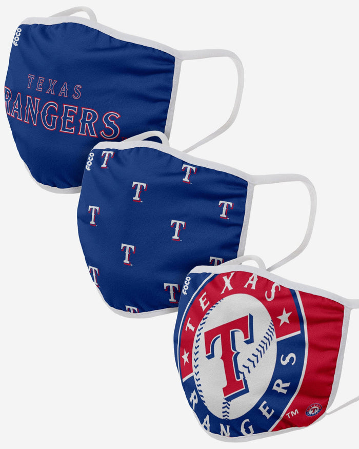 Texas Rangers 3 Pack Face Cover FOCO Adult - FOCO.com