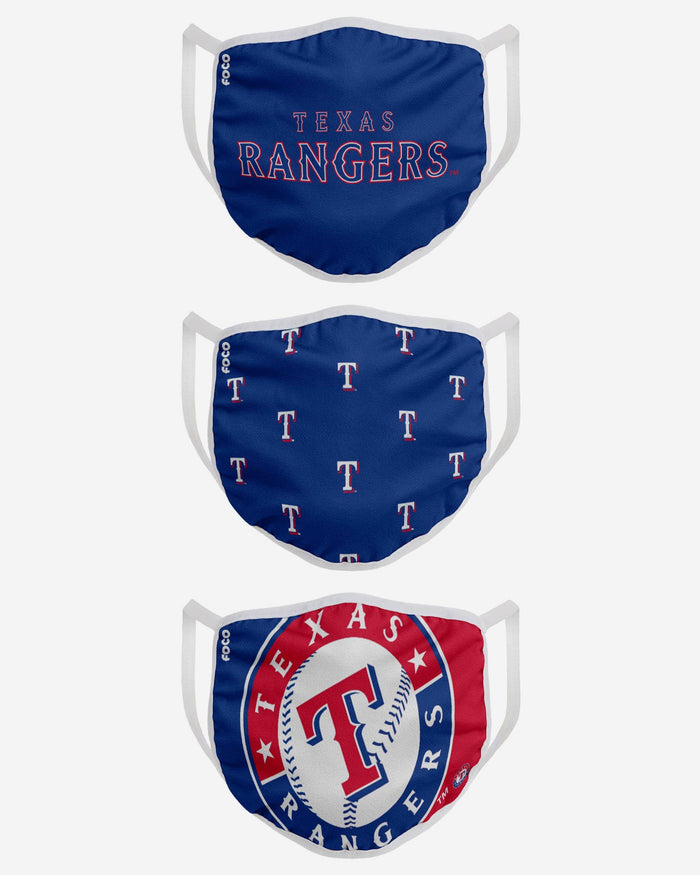 Texas Rangers 3 Pack Face Cover FOCO - FOCO.com