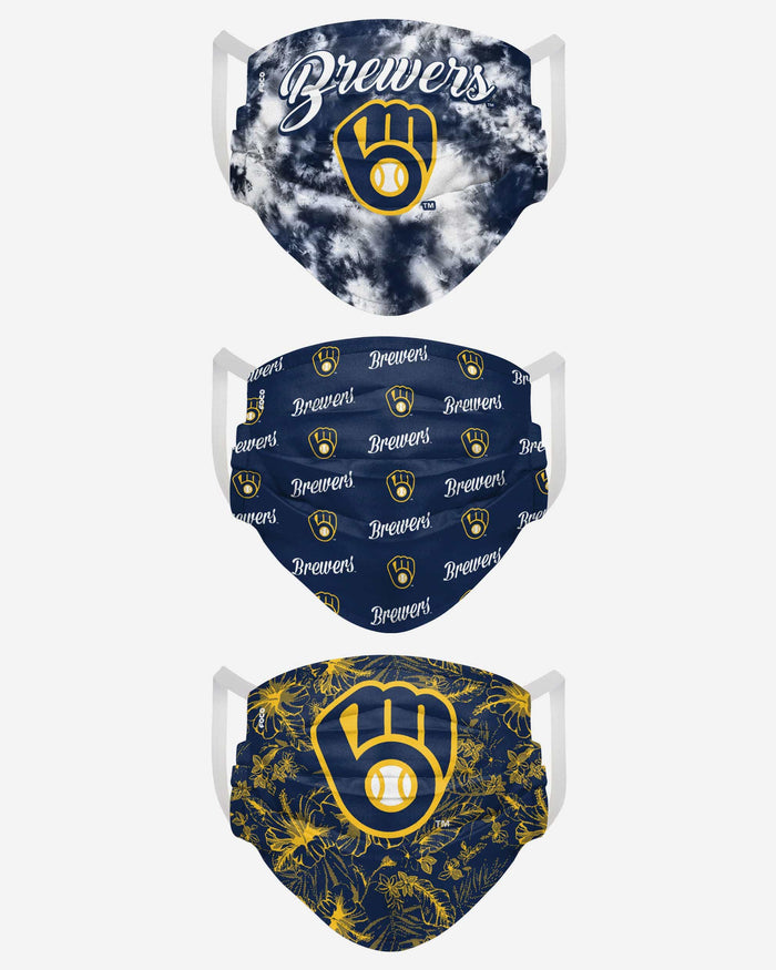 Milwaukee Brewers Womens Matchday 3 Pack Face Cover FOCO - FOCO.com