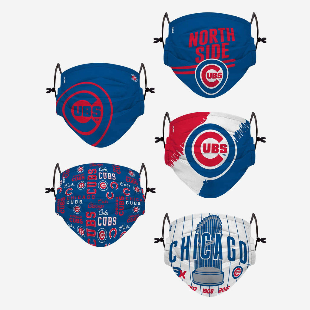 Chicago Cubs Youth Rising Stars Adjustable 5 Pack Face Cover FOCO - FOCO.com