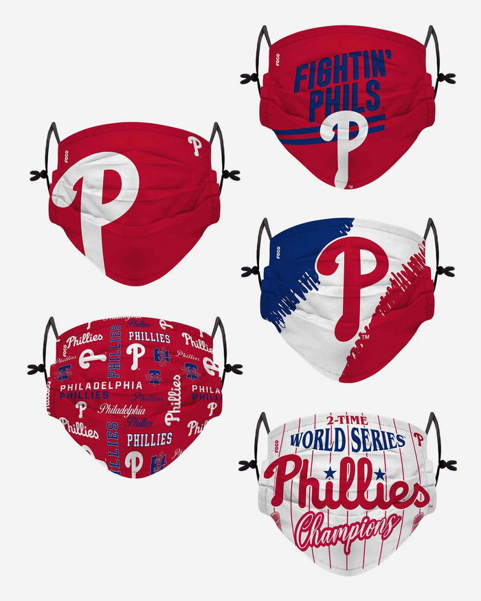 Philadelphia Phillies Youth Rising Stars Adjustable 5 Pack Face Cover FOCO - FOCO.com