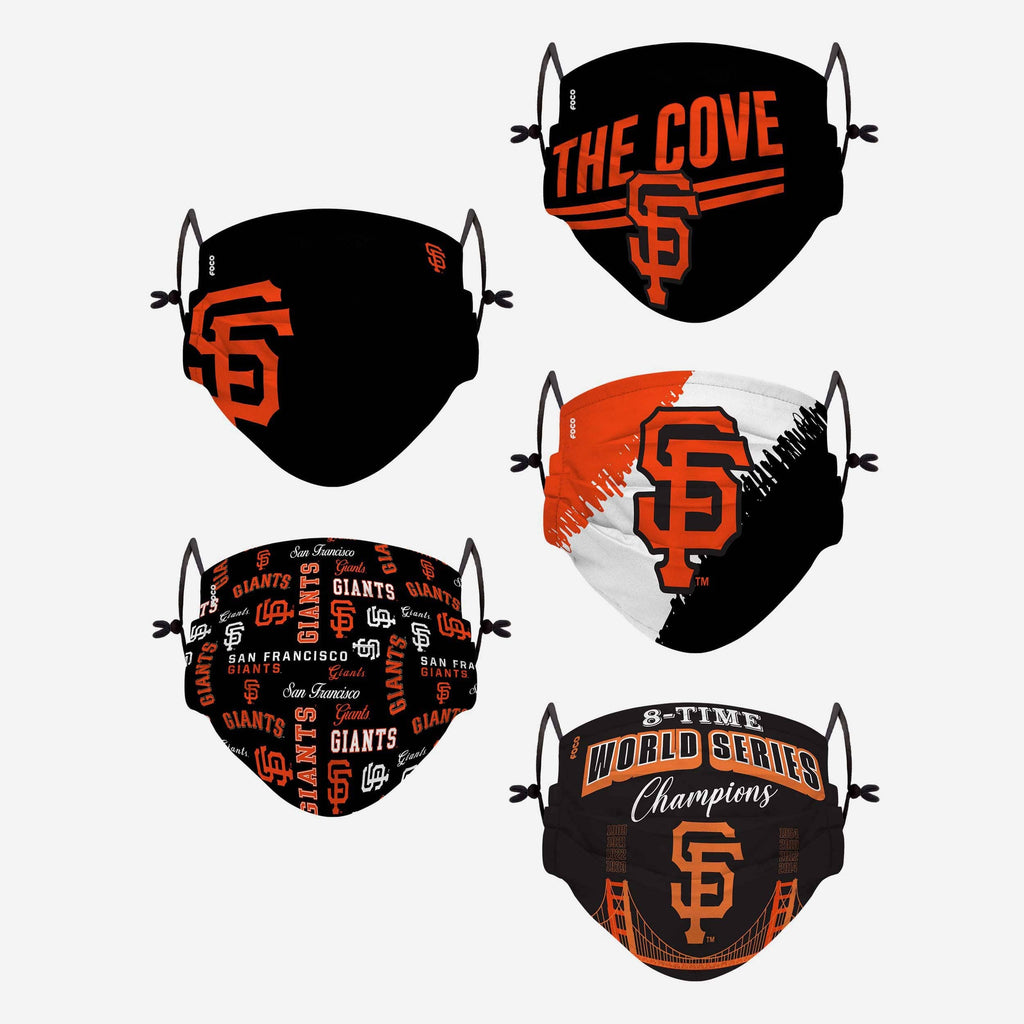 San Francisco Giants Youth Rising Stars Adjustable 5 Pack Face Cover FOCO - FOCO.com