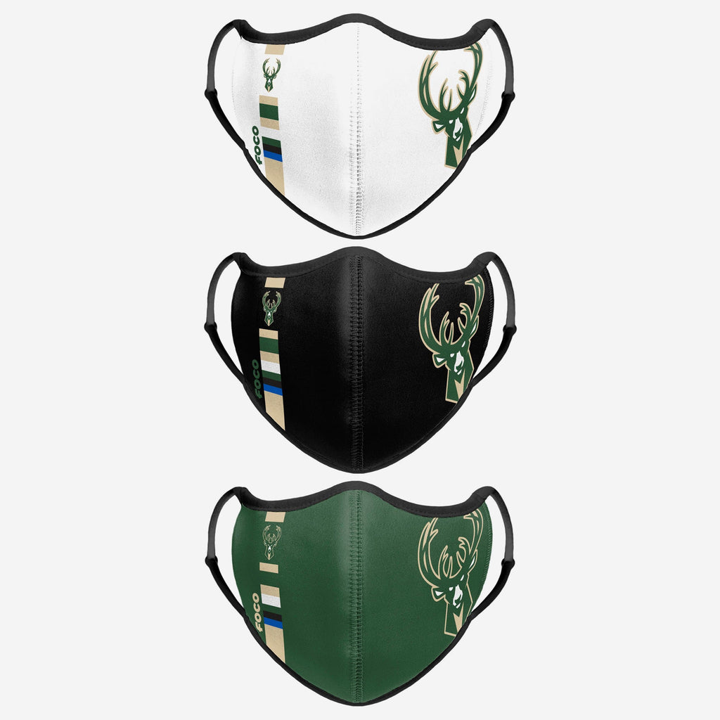 Milwaukee Bucks Sport 3 Pack Face Cover FOCO - FOCO.com