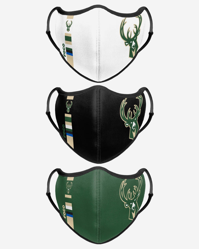 Milwaukee Bucks Sport 3 Pack Face Cover FOCO - FOCO.com