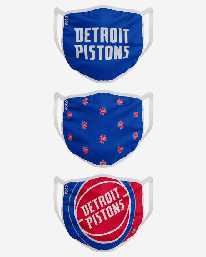 Detroit Pistons 3 Pack Face Cover FOCO - FOCO.com