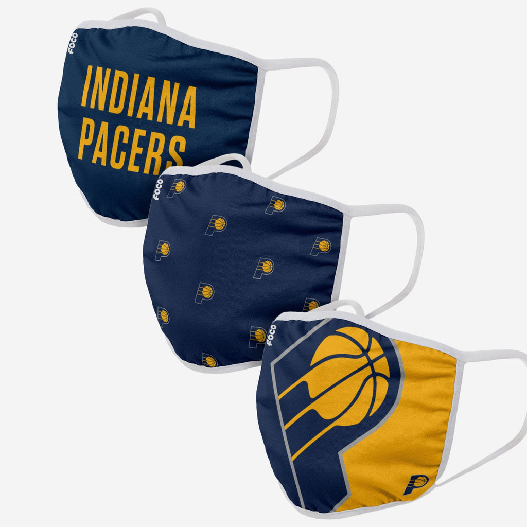 Indiana Pacers 3 Pack Face Cover FOCO Adult - FOCO.com