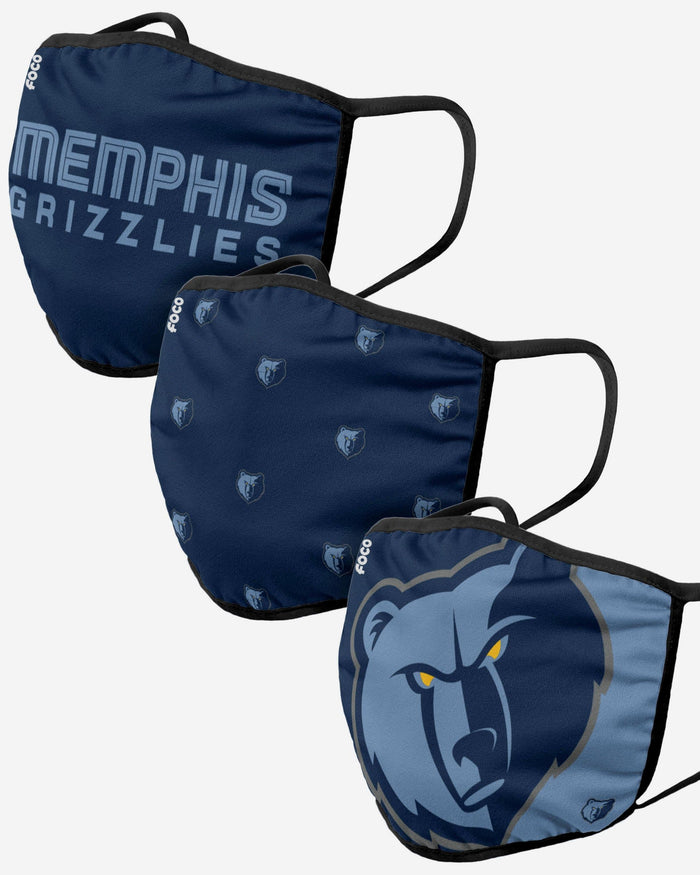 Memphis Grizzlies 3 Pack Face Cover FOCO Adult - FOCO.com