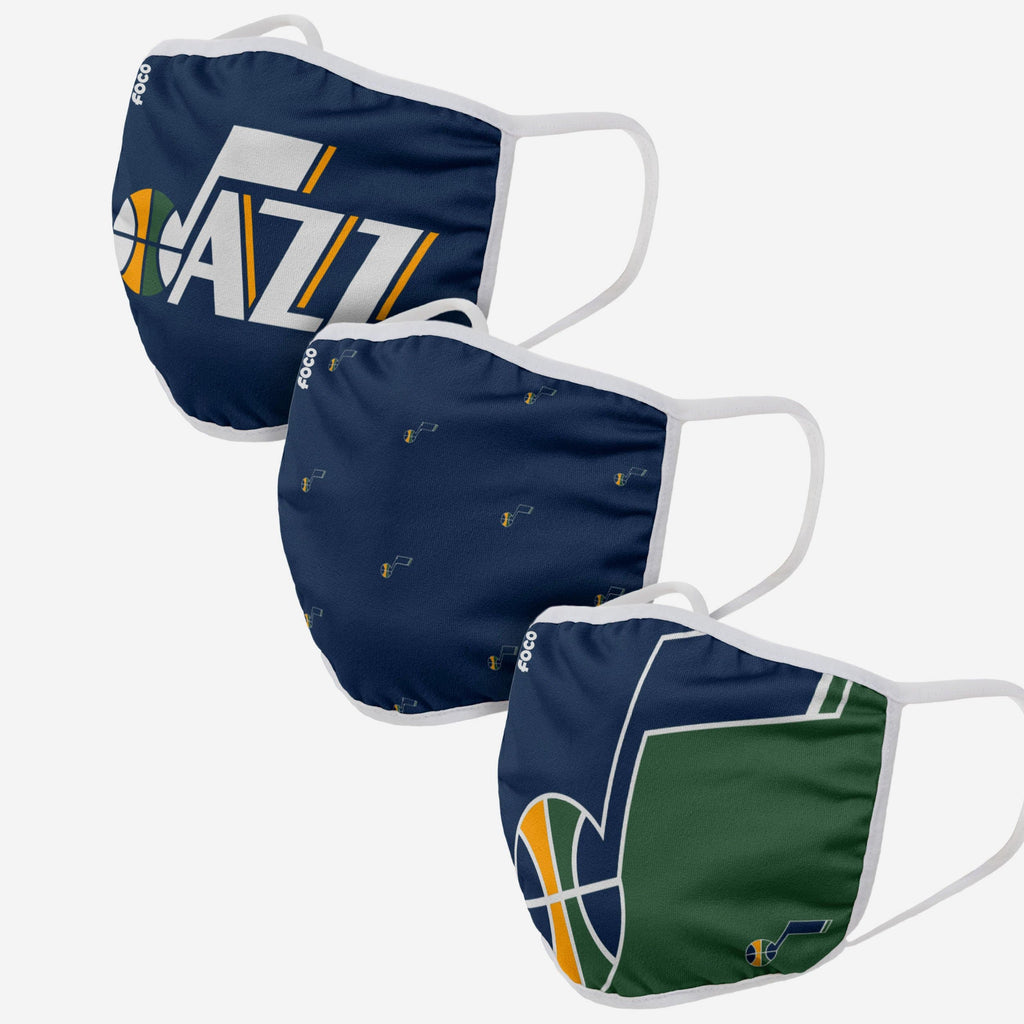 Utah Jazz 3 Pack Face Cover FOCO Adult - FOCO.com